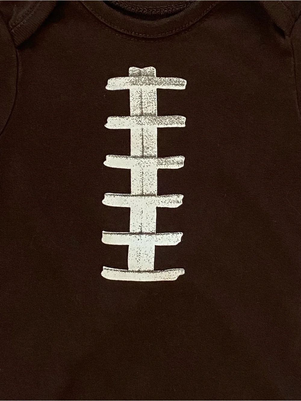 Football Style Bodysuit Size 6 9 Months Brown Cotton Stitching Sporty EUC Mint!